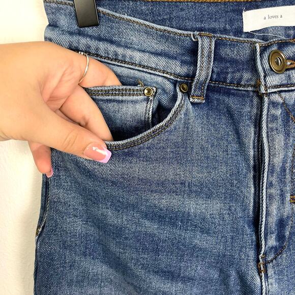 A loves A | Size 27 Medium Wash High Rise Straight Leg Jeans - Picture 6 of 10